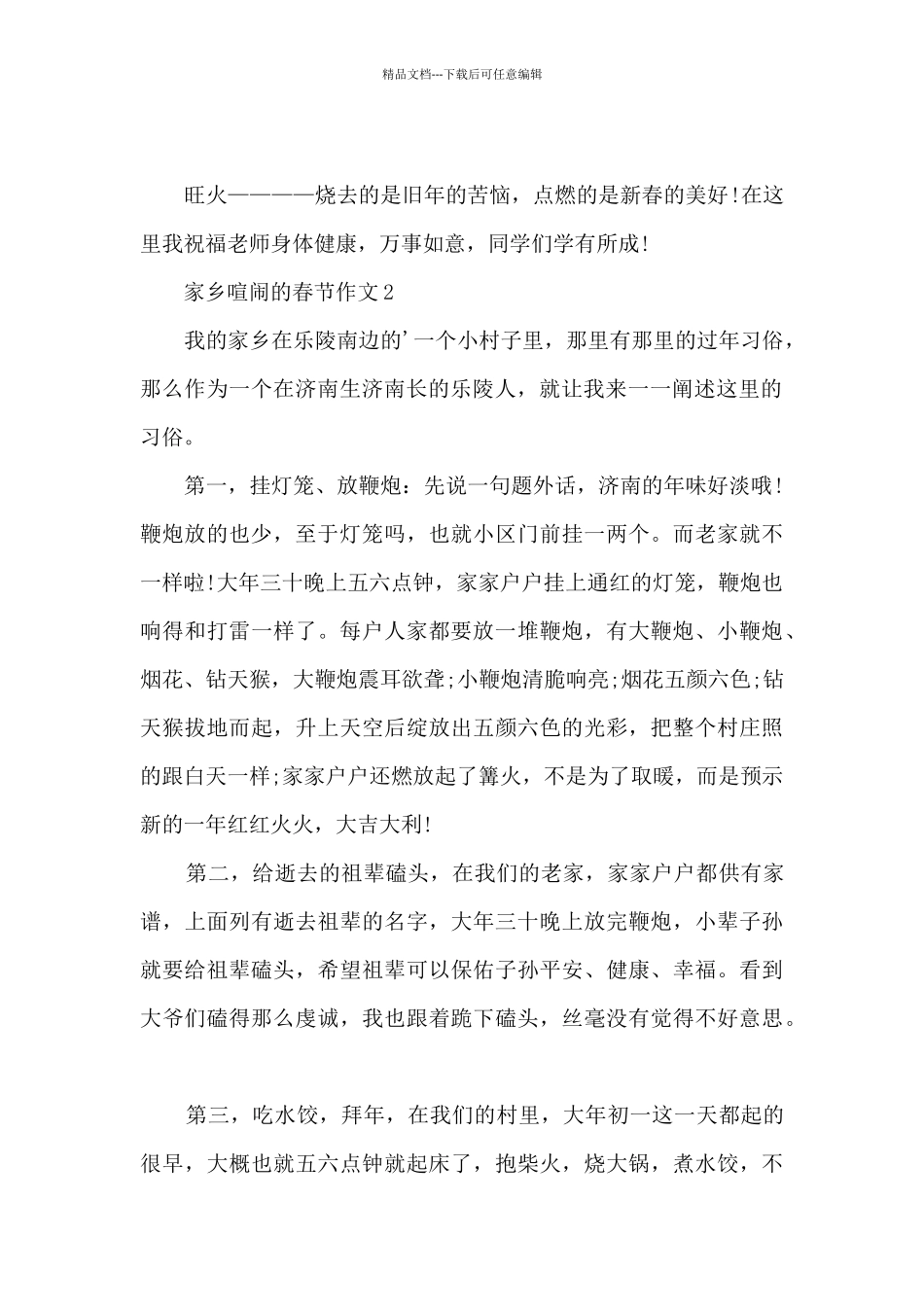 家乡热闹的春节作文5篇_第2页