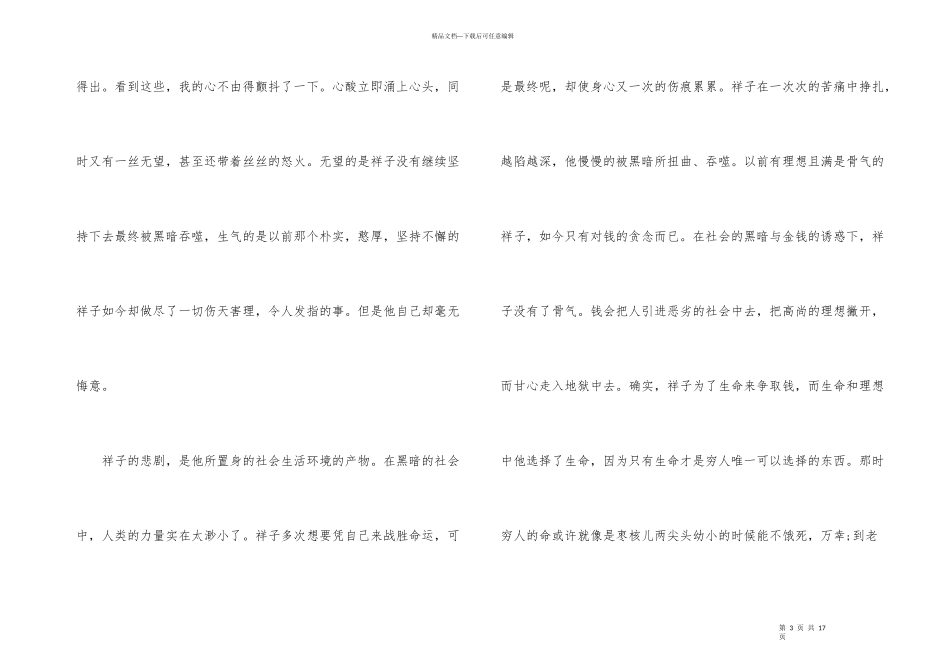 寒假《骆驼祥子》学生读后感七篇_第3页