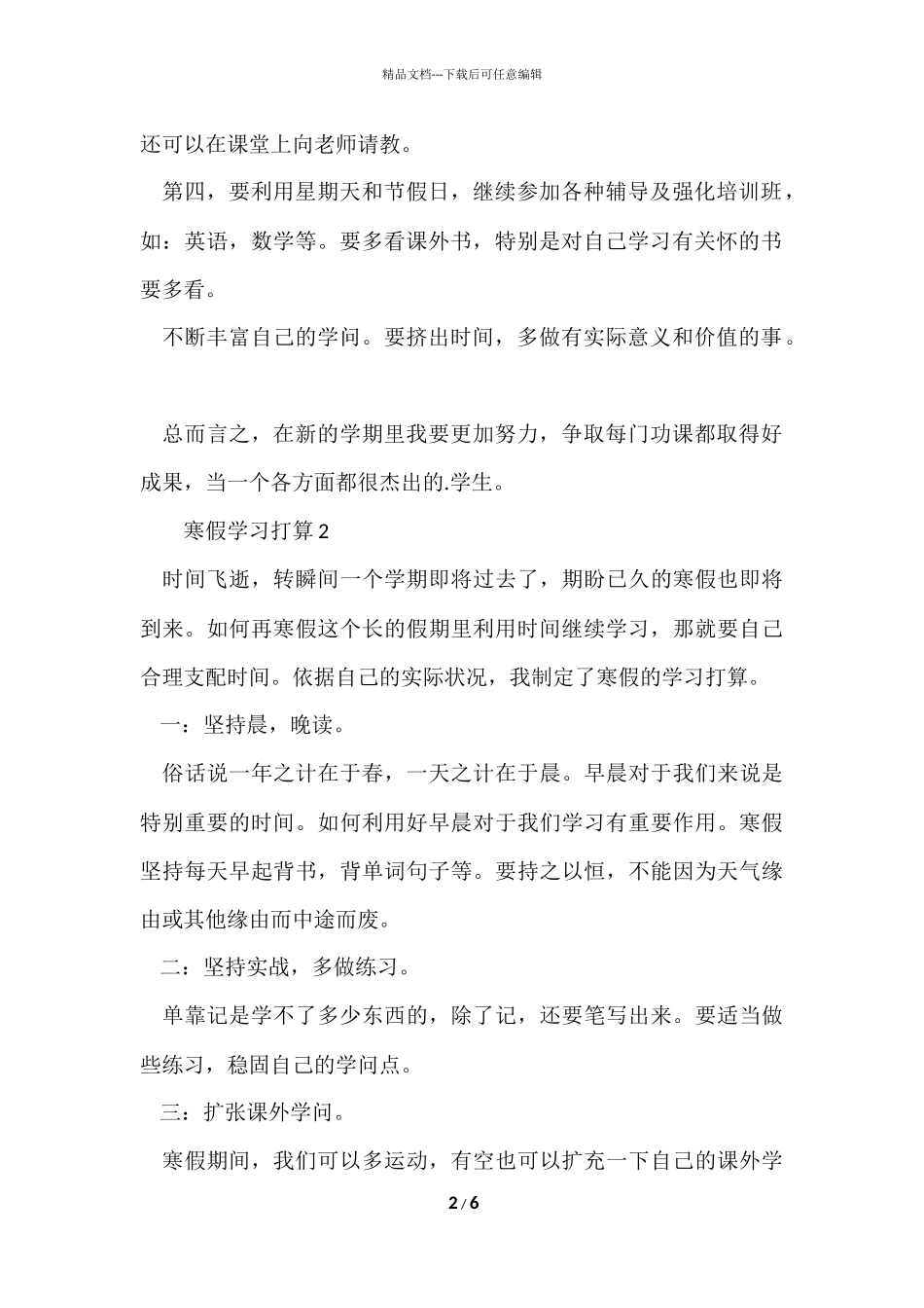 寒假学习计划_第2页