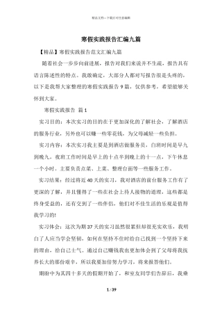 寒假实践报告汇编九篇