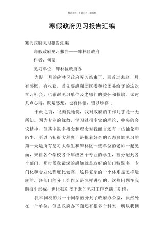 寒假政府见习报告汇编