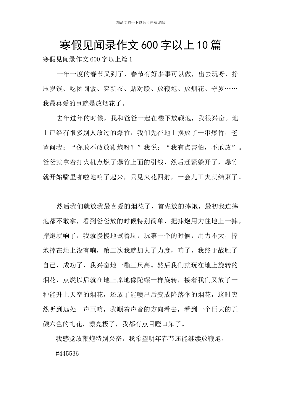 寒假见闻录作文600字以上10篇_第1页