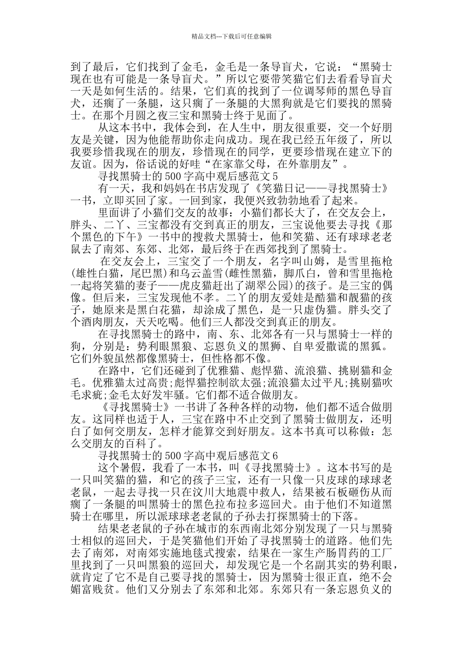 寻找黑骑士500字高中观后感范文大全_第3页