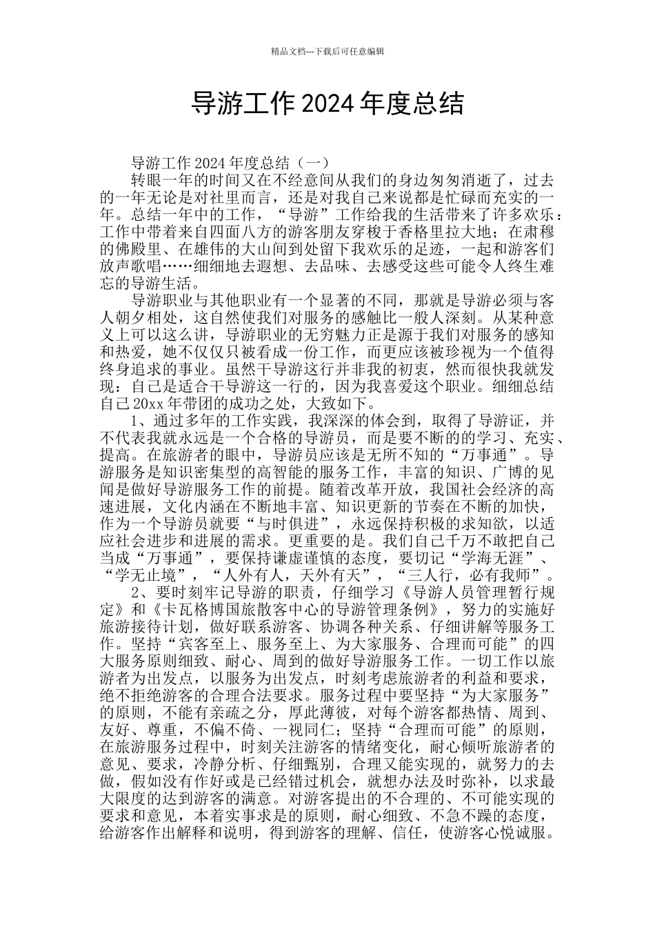 导游工作2024年度总结_第1页