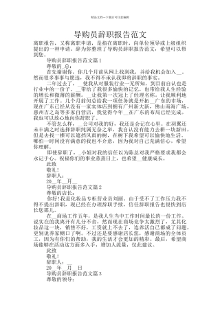 导购员辞职报告范文