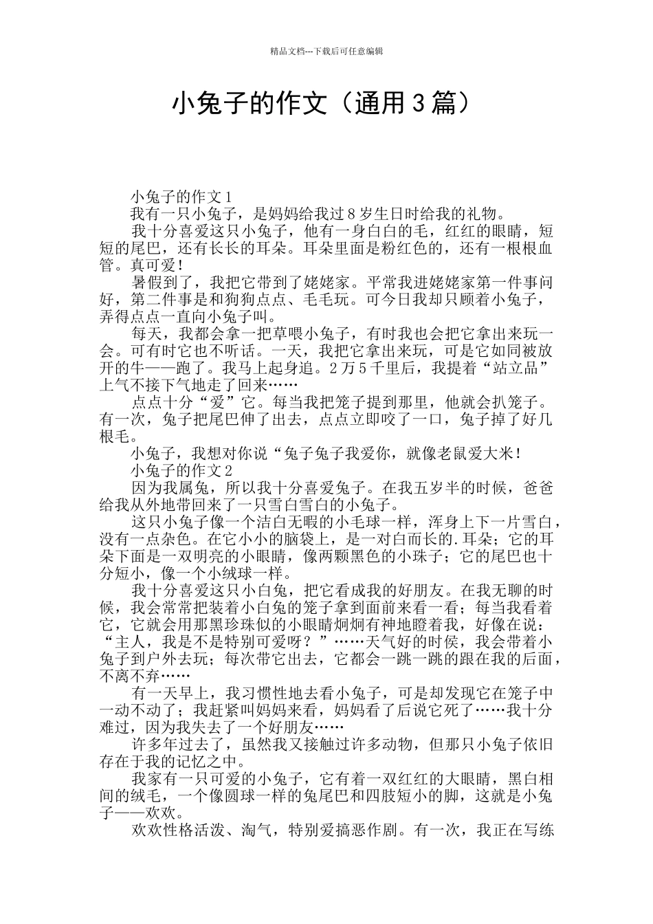 小兔子的作文_第1页