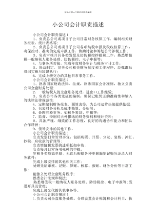 小公司会计职责描述