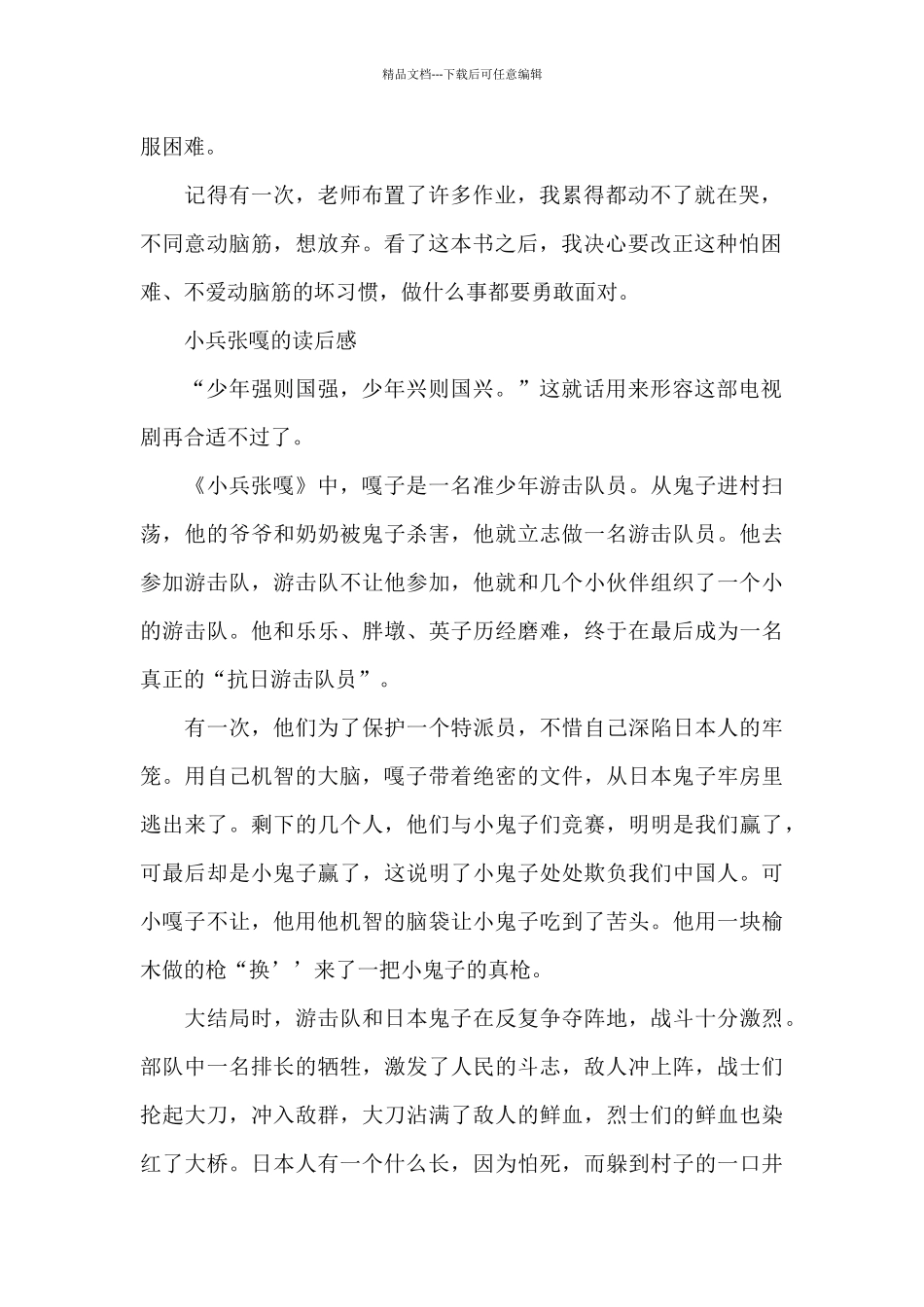 小兵张嘎的读后感_第2页