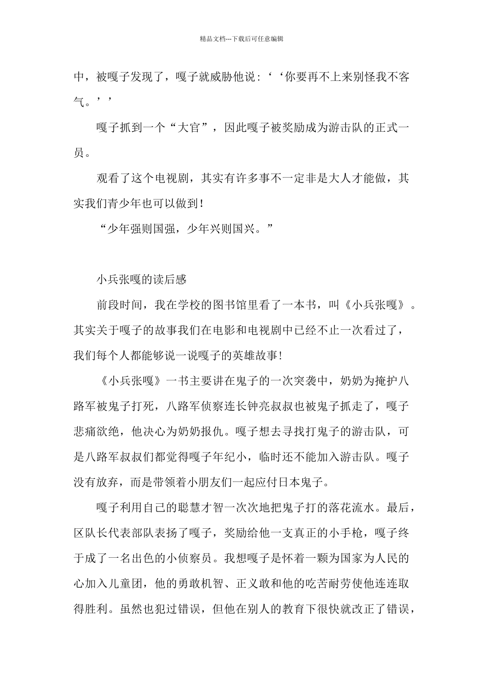 小兵张嘎的读后感_第3页