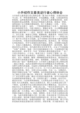 小升初作文最美逆行者心得体会