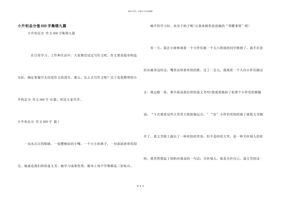 小升初满分600字集锦九篇_第1页