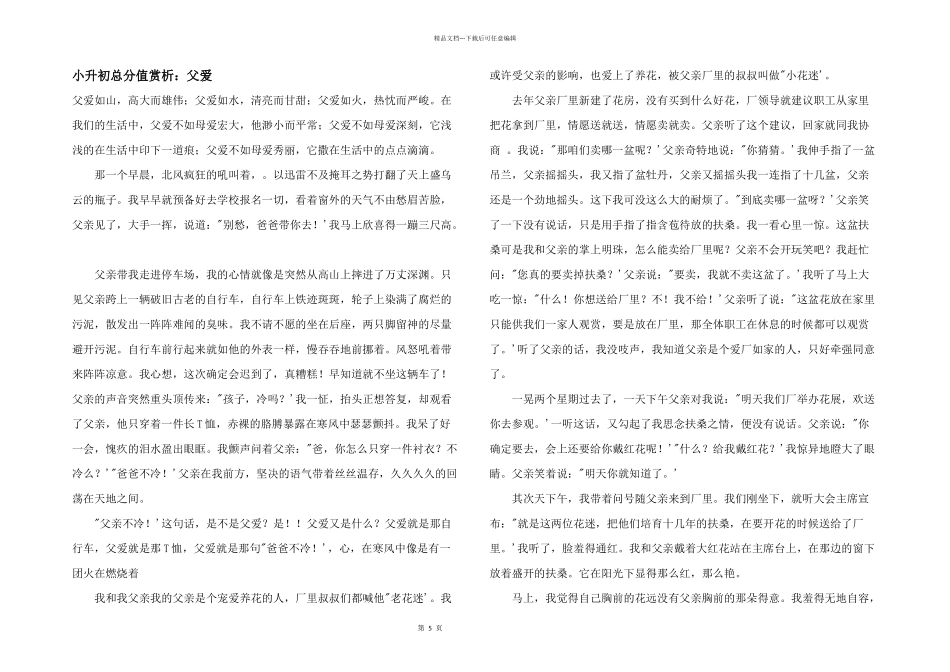 小升初满分赏析：父爱_第1页