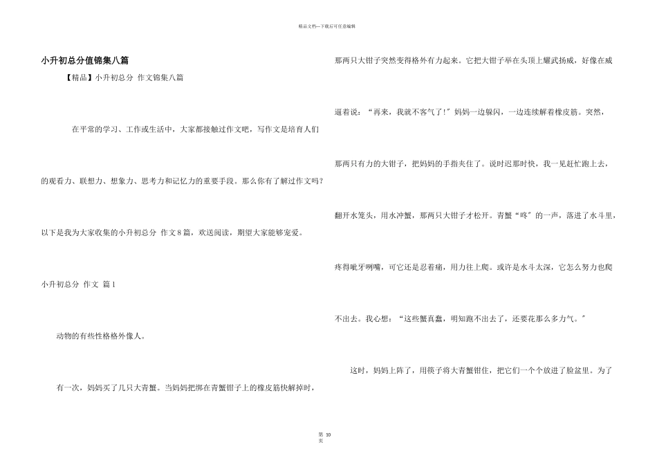 小升初满分锦集八篇_第1页