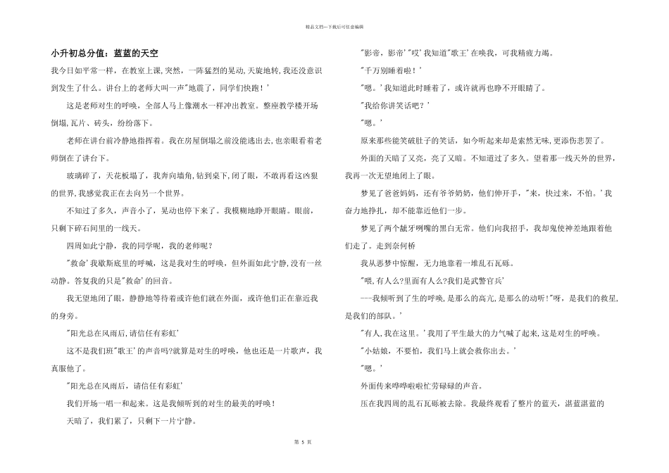 小升初满分：蓝蓝的天空_第1页