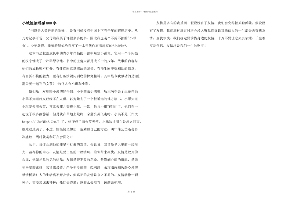 小城池读后感800字_第1页