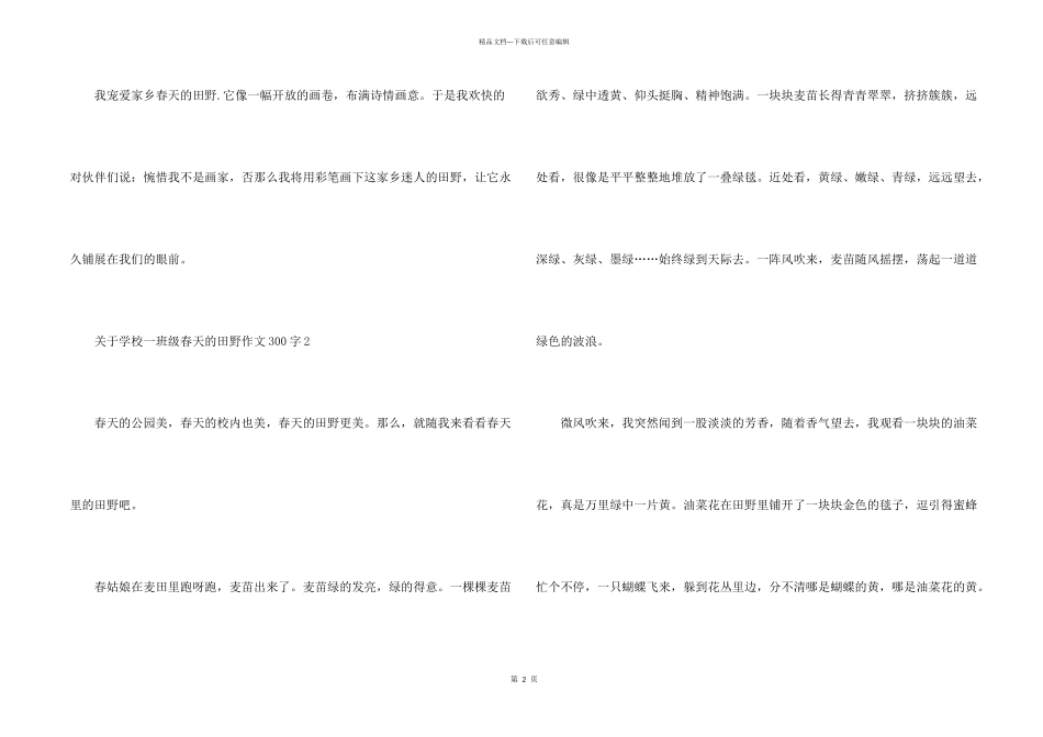 小学一年级春天的田野300字_第2页