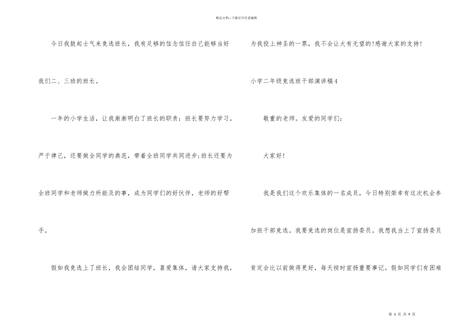 小学二年级竞选班干部演讲稿(9篇)_第3页