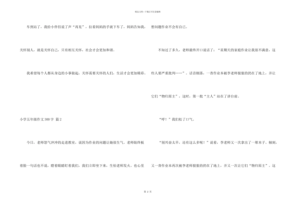 小学五年级300字九篇_第2页