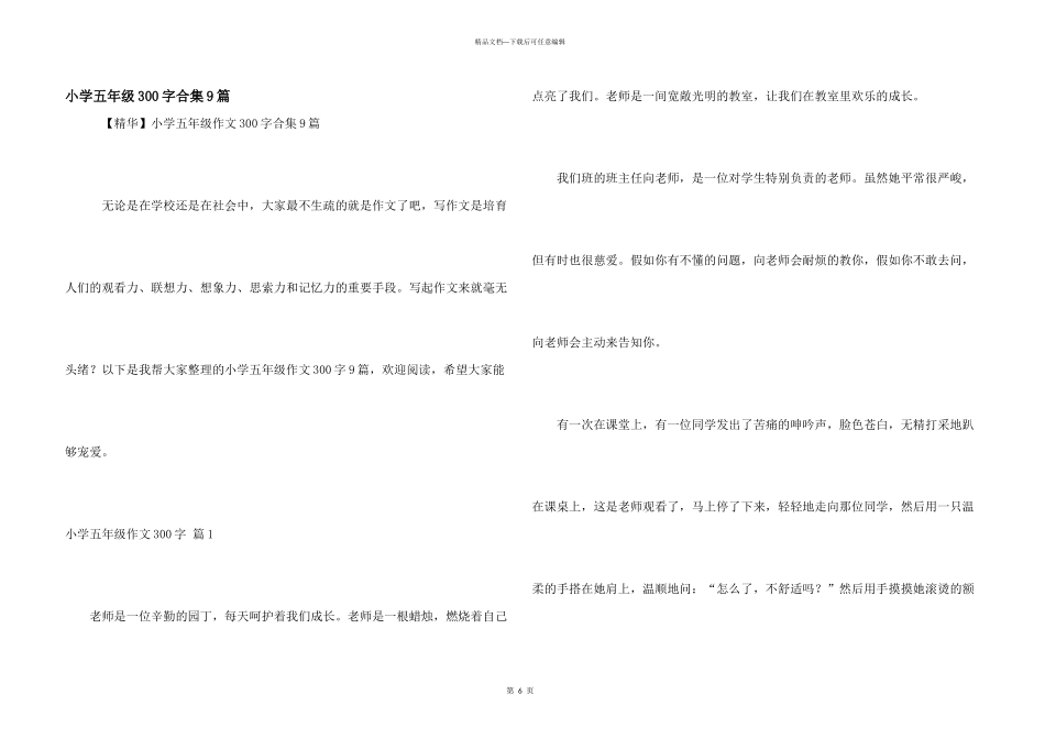 小学五年级300字合集9篇_第1页