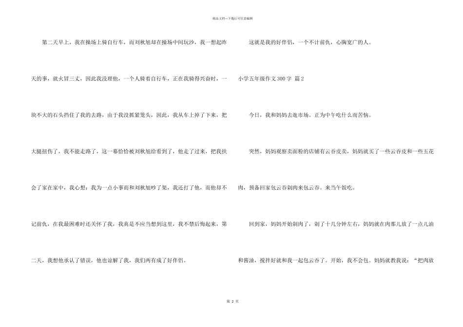 小学五年级300字合集九篇_第2页