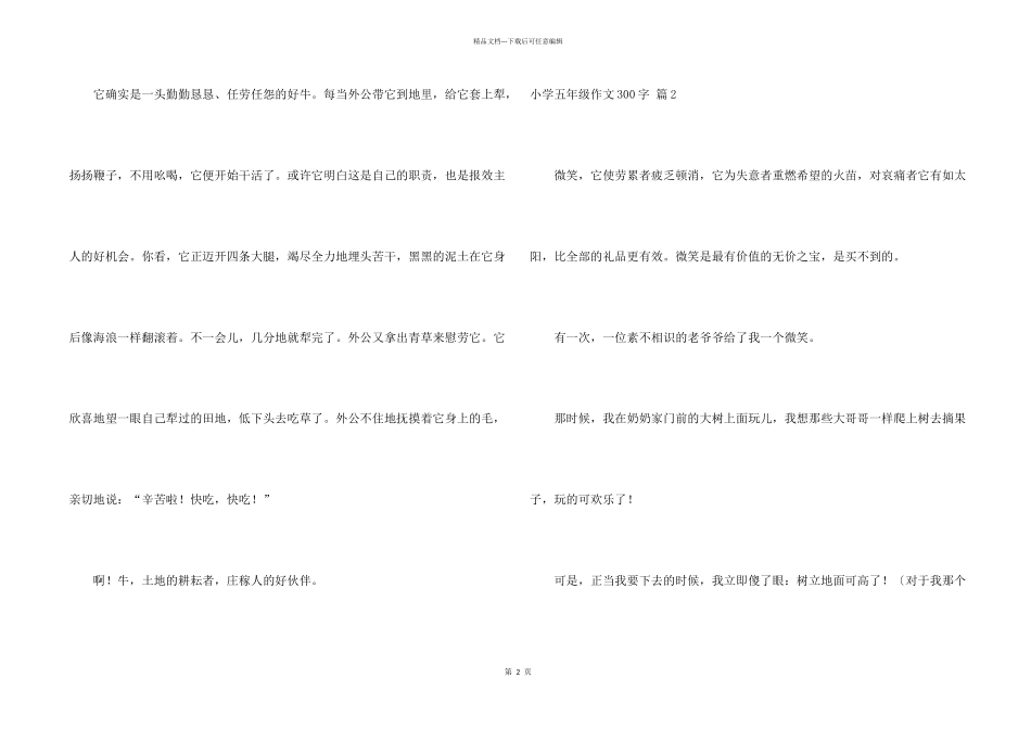 小学五年级300字集合9篇_第2页