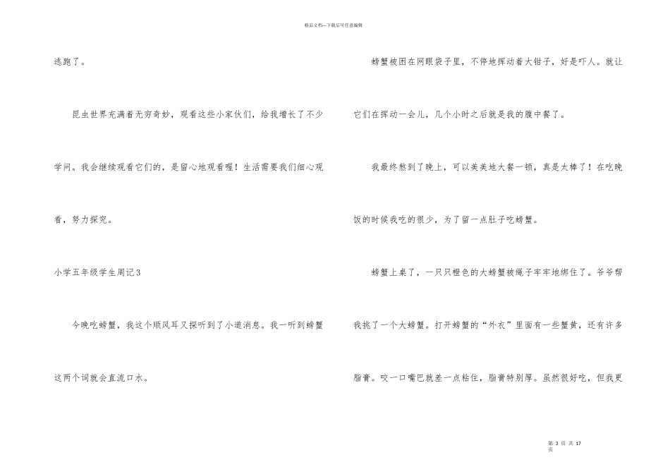 小学五年级学生周记_第3页