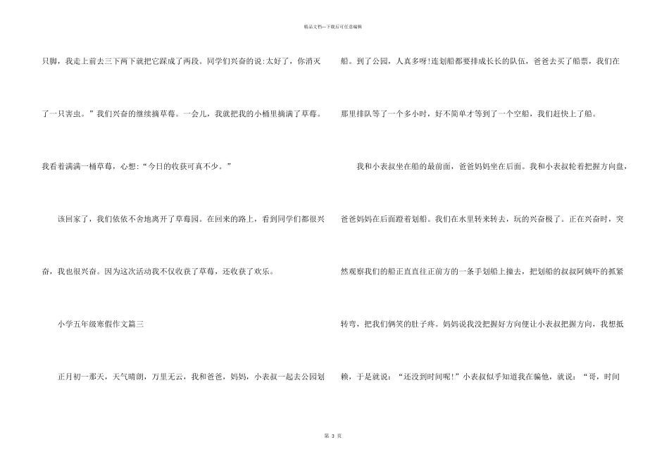小学五年级寒假五篇2024_第3页