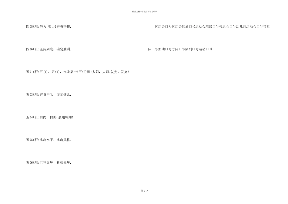 小学体操比赛口号大全_第2页