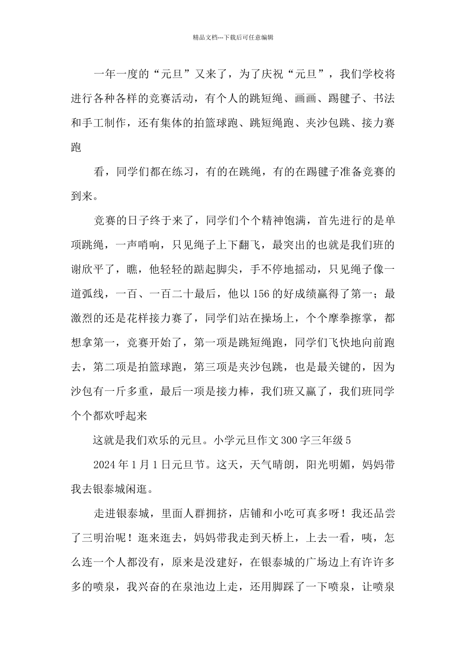 小学元旦作文300字三年级_第3页