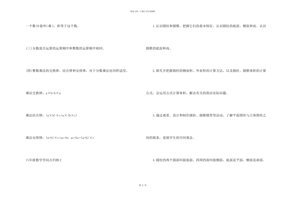 小学六年级数学知识点归纳_第2页