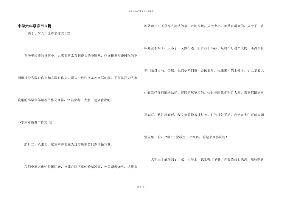 小学六年级春节3篇_第1页