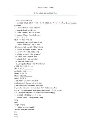 小学六年级毕业模拟试题