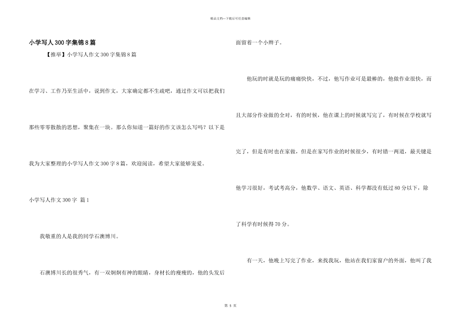 小学写人300字集锦8篇_第1页