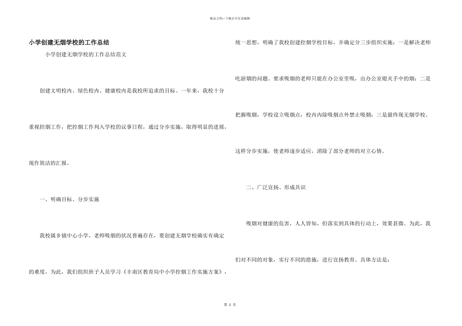 小学创建无烟学校的工作总结_第1页