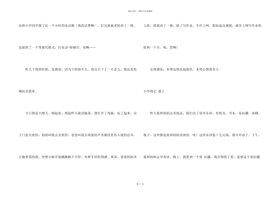 小学周记模板汇编5篇_第2页