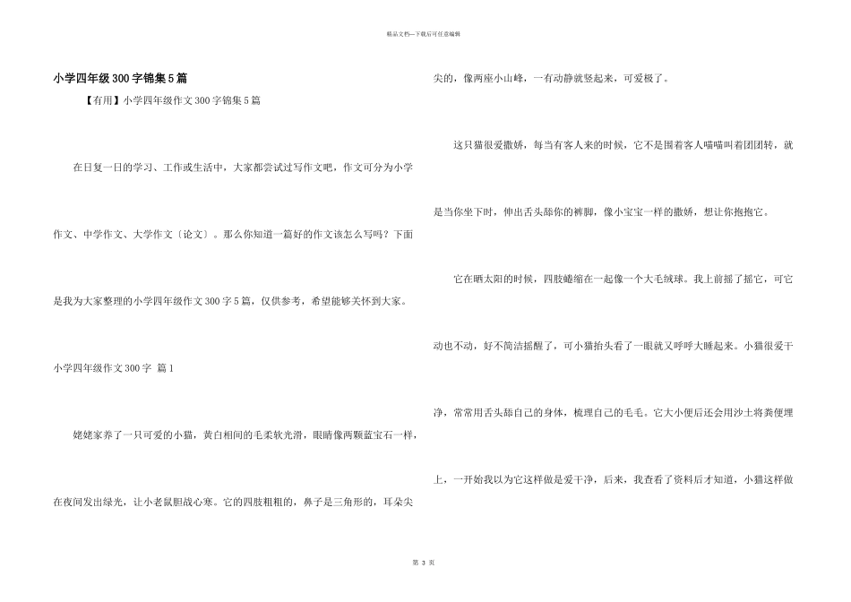 小学四年级300字锦集5篇_第1页
