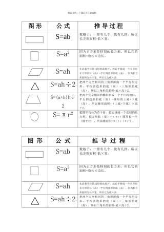 小学图形总复习公式及推导过程