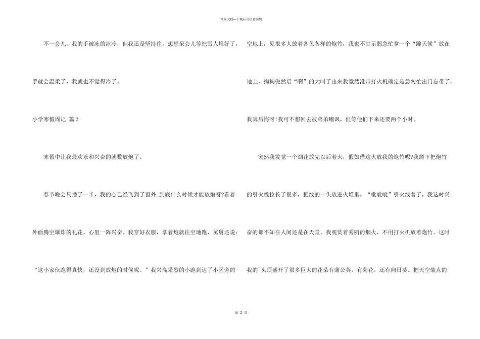 小学寒假周记模板集锦六篇_第2页