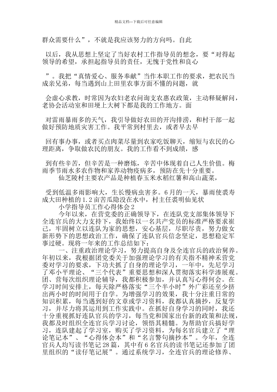 小学指导员工作心得体会5篇_第2页