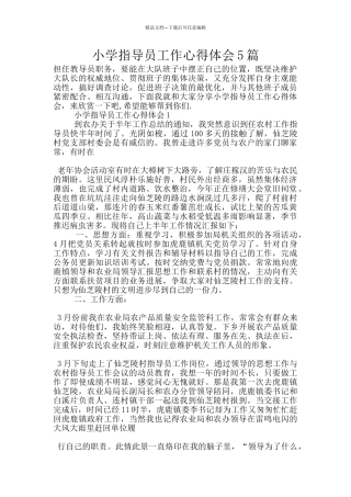 小学指导员工作心得体会5篇