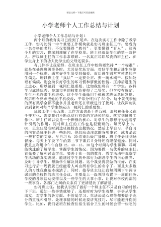 小学教师个人工作总结与计划