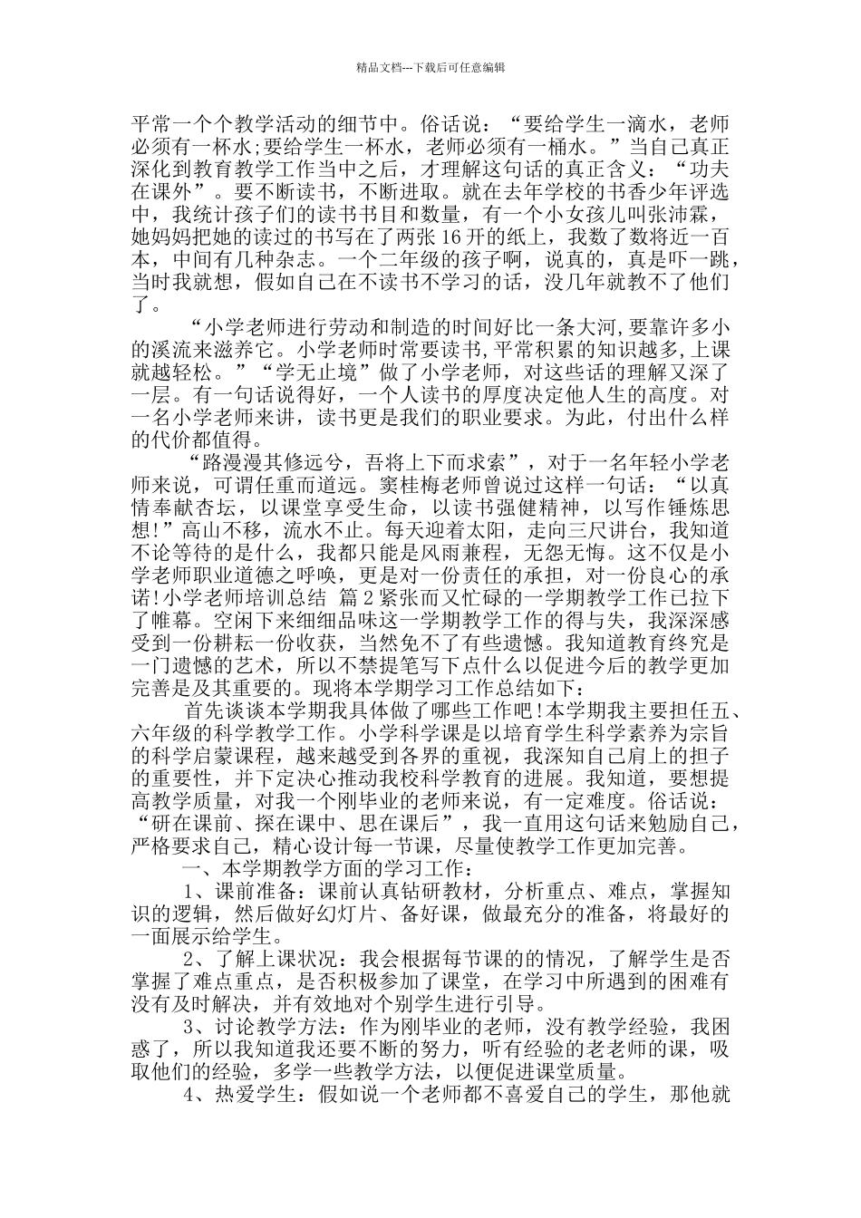 小学教师培训总结模版_第3页