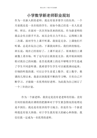 小学数学新教师职业规划
