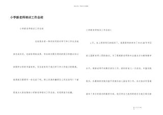 小学新教师培训工作总结