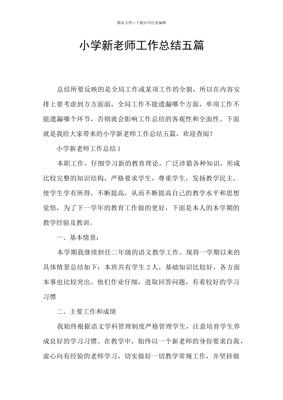 小学新教师工作总结五篇_第1页