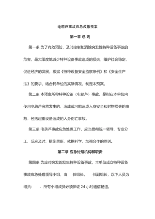某公司电葫芦事故应急救援预案