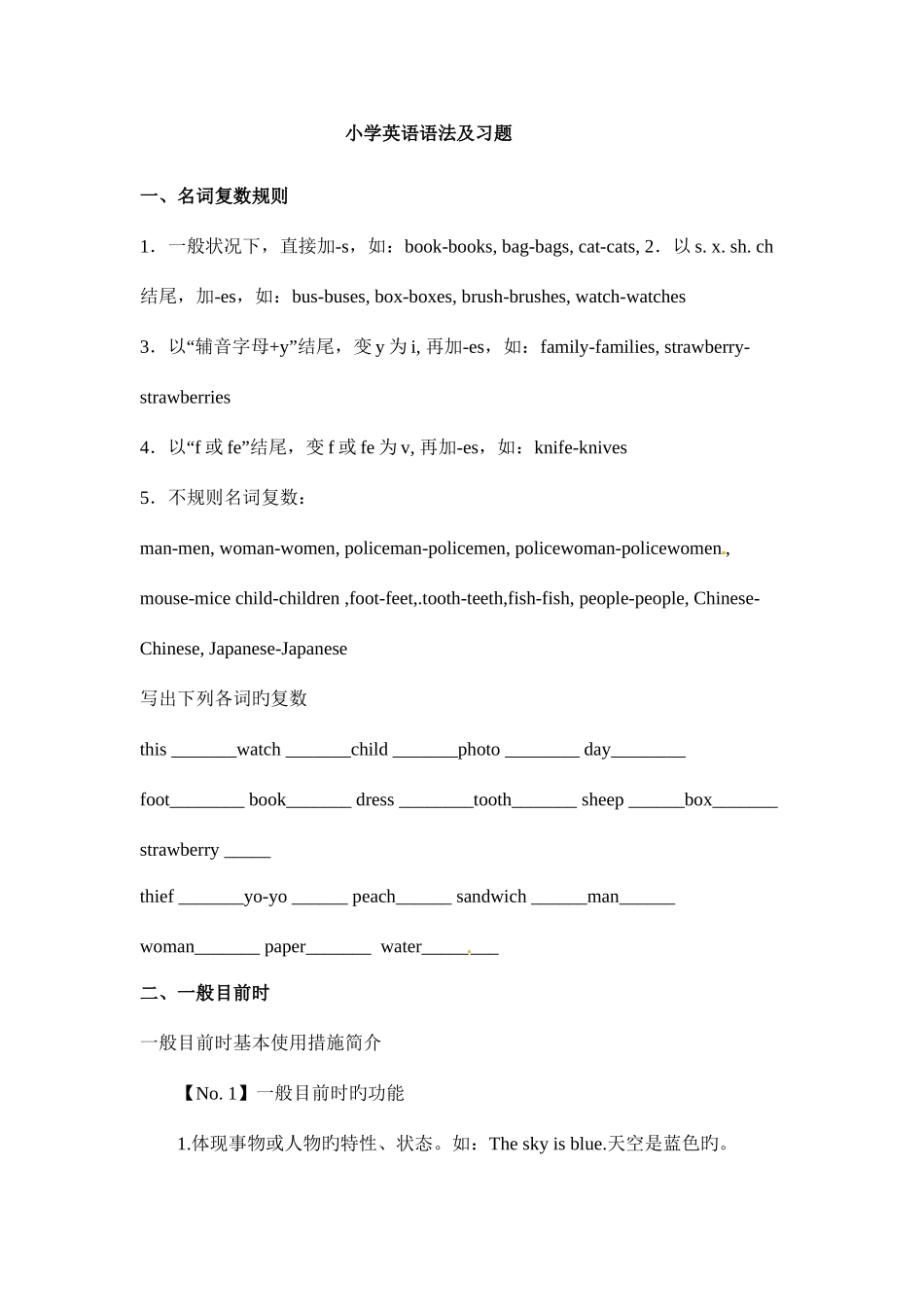 2025年小升初英语专项训练语法_第1页