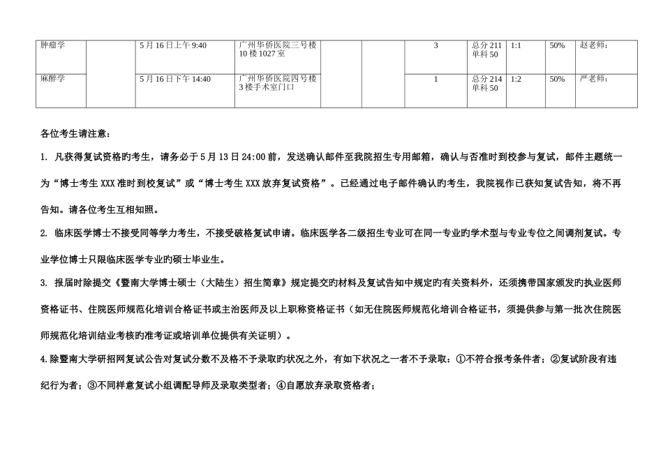 2025年暨南大学第一临床医学院统考博士生入学复试方案_第3页