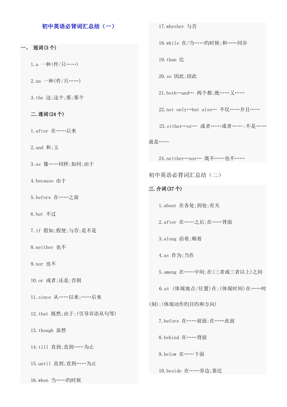 2025年新版初中英语必背词汇大全_第1页