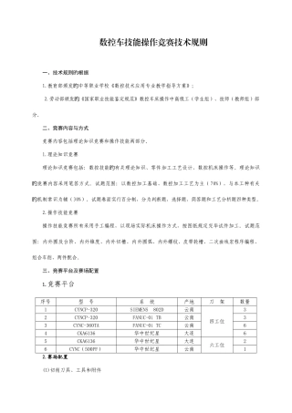 2025年数控车技能操作竞赛技术规则